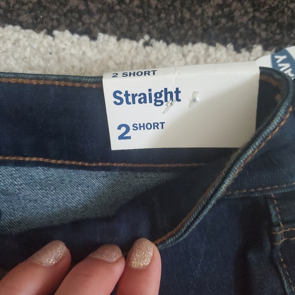 Women's Blue Jeans Size 2 Short By Old Navy Straight Stretchy New With Tags - Picture 2 of 3